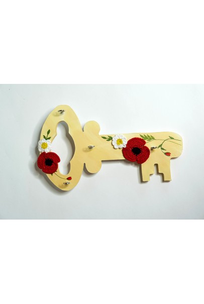 Happy Threads Key Holder With Crochet Motifs (Red) Happy Threads Key Holder With Crochet Motifs (Red)